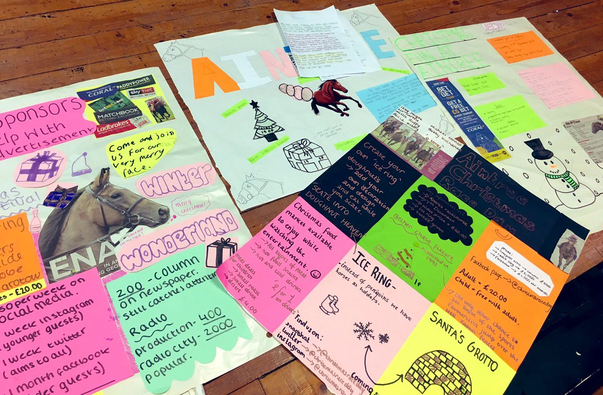 A selection of work created by school children during a Community Progamme visit